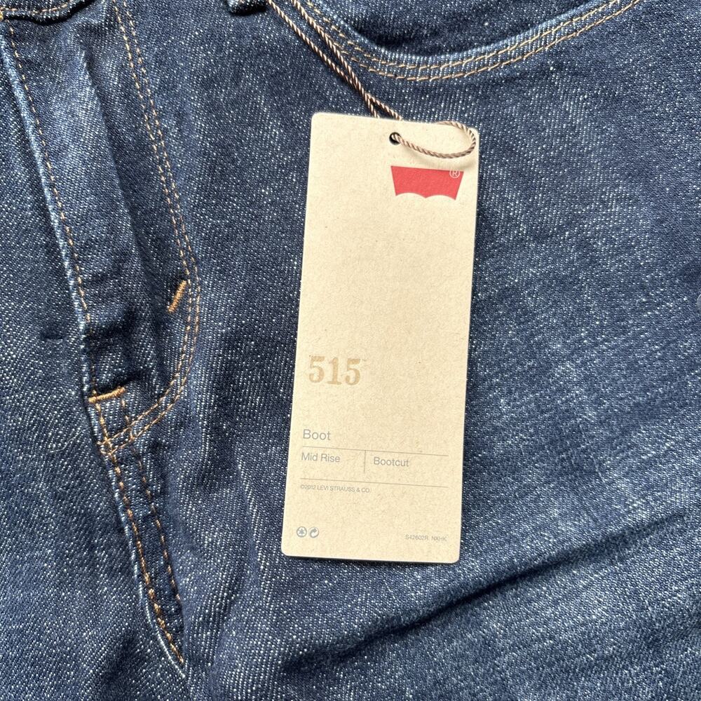 New Levi's 515 Jeans Womens 4 Short 27 Stretch Mid Rise Boot Cut Dark Wash Y2k - Picture 5 of 15